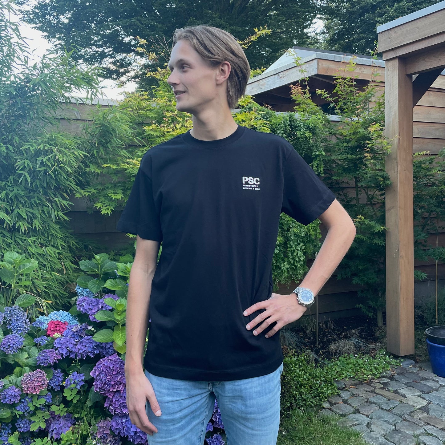 T-shirt 'Galweg fases' Zwart